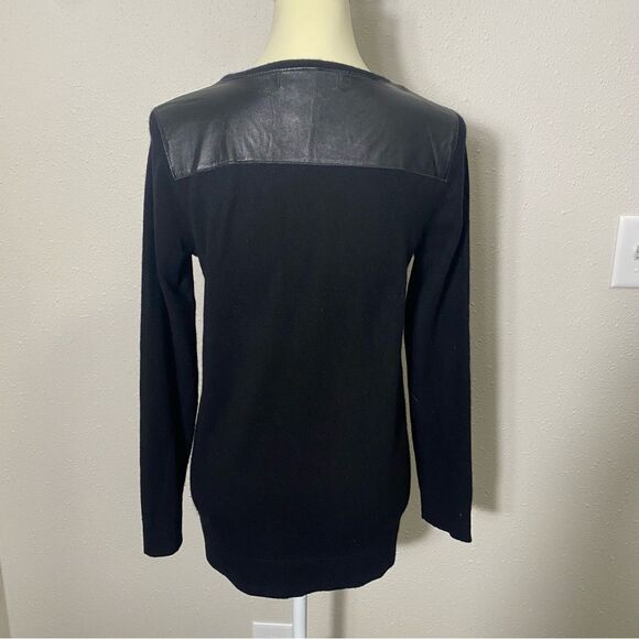 Wythe NY 100% Cashmere & Leather Black Crewneck Pullover Sweater Women's Size M - Picture 7 of 16